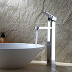Cubic Chrome Bathroom Faucet Low Arc Single Lever Basin Faucet