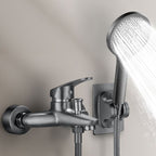 Solid Bathtub Faucet Handheld Shower Hose Lever Handle Wall-Mounted 2 Holes Bathtub Fill Valve