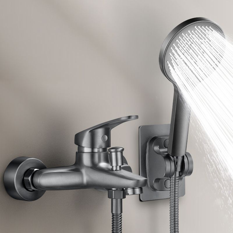Solid Bathtub Faucet Handheld Shower Hose Lever Handle Wall-Mounted 2 Holes Bathtub Fill Valve