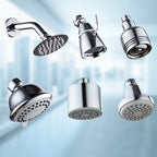 Round shower head made of stainless steel in silver wall-mounted shower head