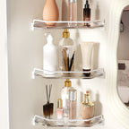 White Metal and Acrylic Bathroom Accessories as a Single Piece or in a Set with Bathroom Shelf