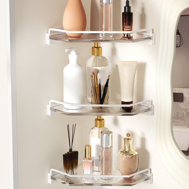 White Metal and Acrylic Bathroom Accessories as a Single Piece or in a Set with Bathroom Shelf