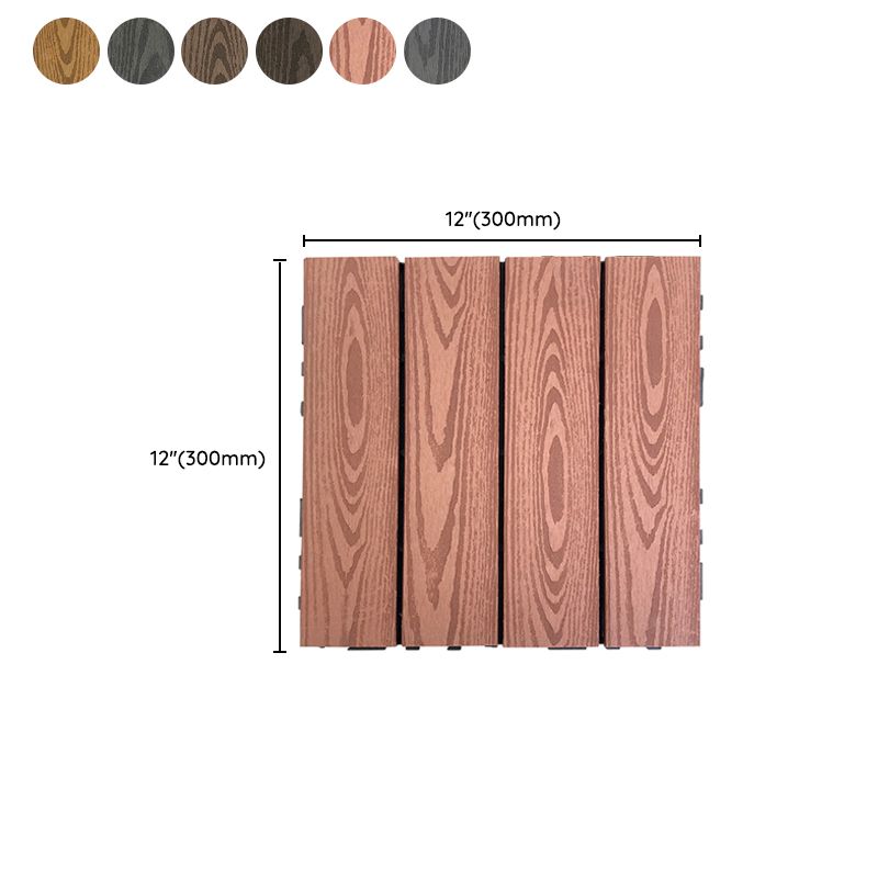 Composite Square Patio Tiles Interlocking Striped Pattern Patio Floor Tiles