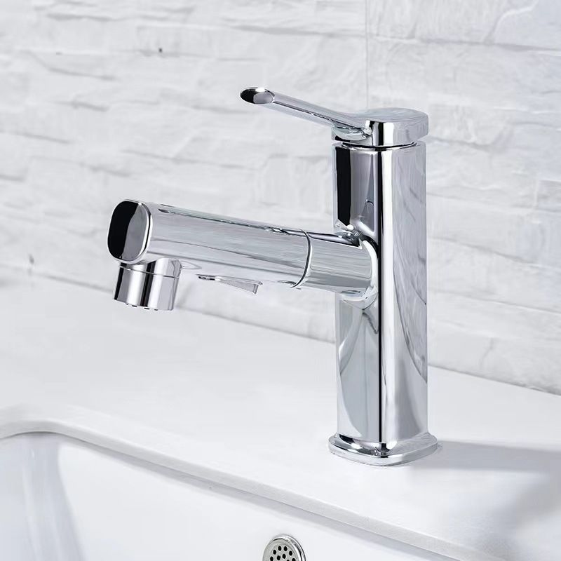 Contemporary Vessel-Faucet Pull-out Centerset Faucet with Swiveling Spout