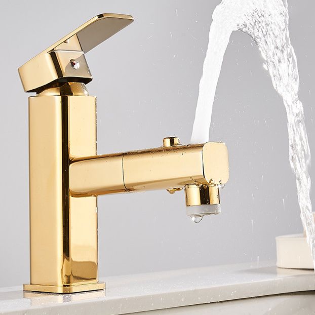 Luxury Extendable Basin Faucet Cubic Low Arc Vanity Faucet