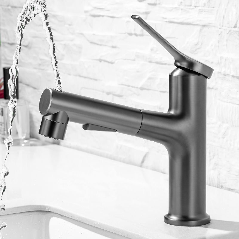 Pull-out simple bathroom sink tap 1 hole single lever faucet
