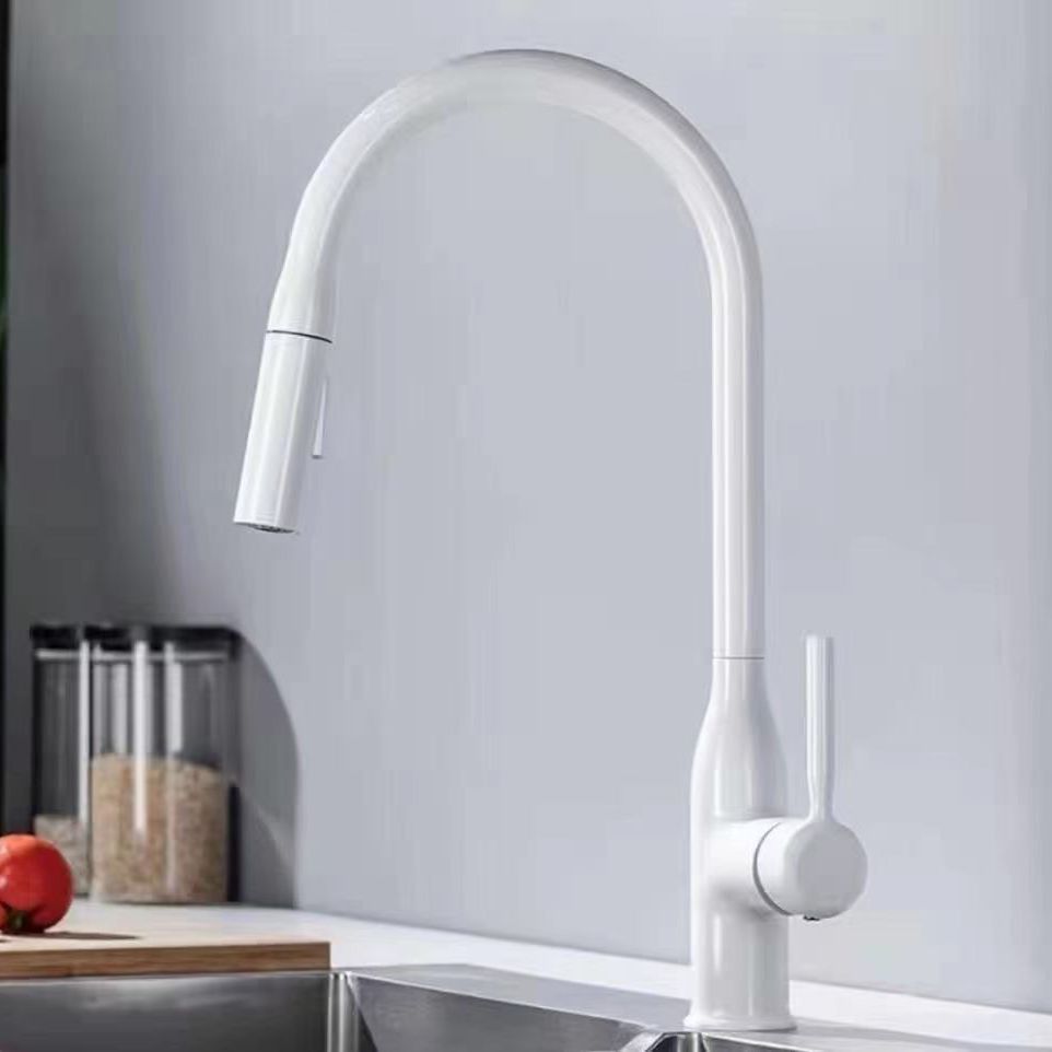 Modern Pull-down Water Filler Single Handle High Arc Kitchen Faucet