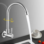Modern Bridge Water Faucet 304 Stainless Steel Knob Handle Swivel Spout Wall Mounted Faucet