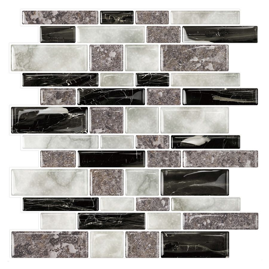 12"x 12" Resin Mosaic Tiles Square Self-Adhesive Tiles for Backsplash & Wall Tile