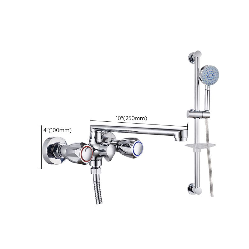 Contemporary Bathtub Faucet Trim Chrome Wall-Mounted Swivel Spout with Hand Shower