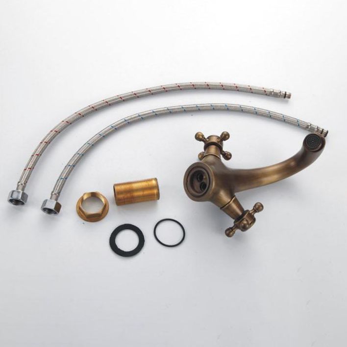 Industrial Widespread Bathroom 2 Faucet Cross Handles Sink Faucet