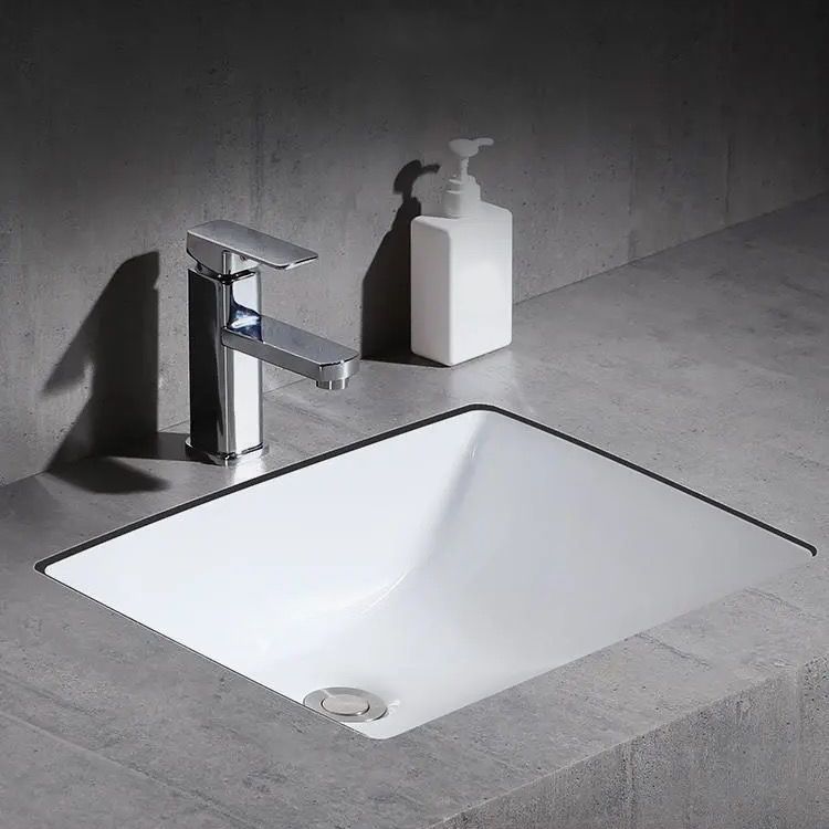 Modern Under-mount Sink Oval Porcelain with Pop-Up Drain Sink