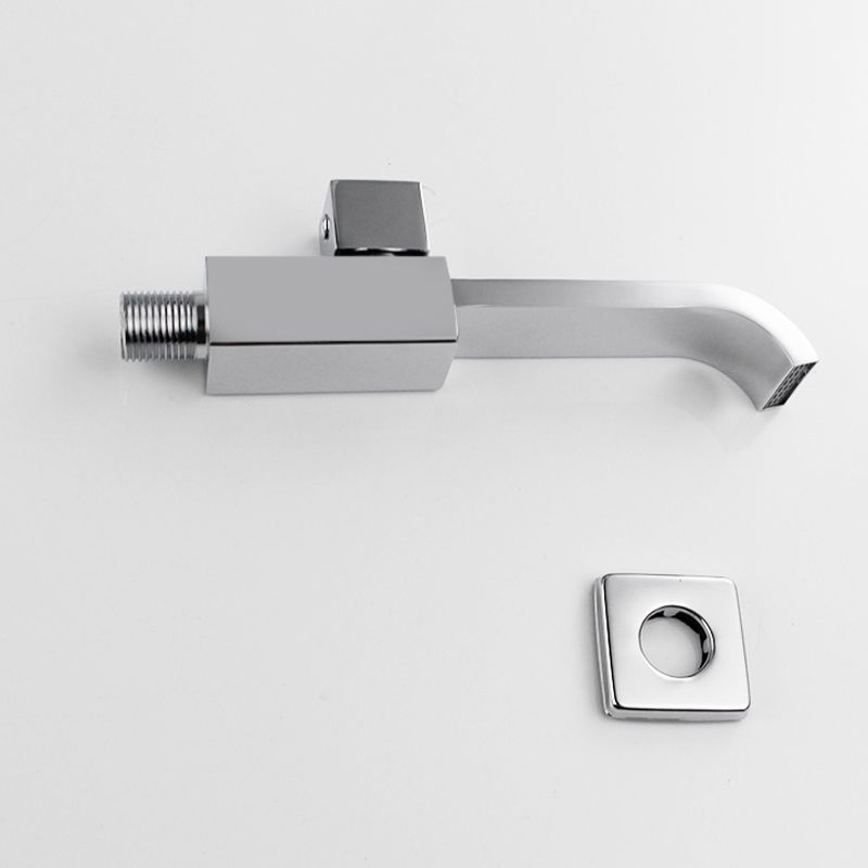 Contemporary Wall Mounted Bathroom Faucet Handle Knob Solid Brass Square Faucet