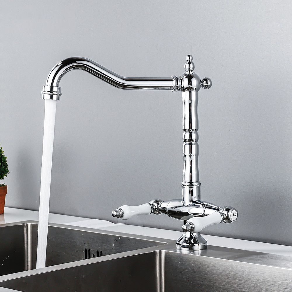 Traditional Kitchen Bar Faucet Double Handle High Arc No Sensor Bar Faucet