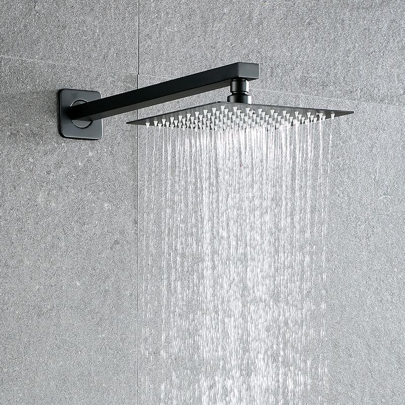 Black Square Fixed Shower Head Modern Style Wall Mounted Shower Head