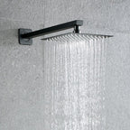 Black Square Fixed Shower Head Modern Style Wall Mounted Shower Head