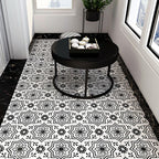 Matte-gloss vinyl floor coverings for peeling off and permanently sticking with quadrant edge