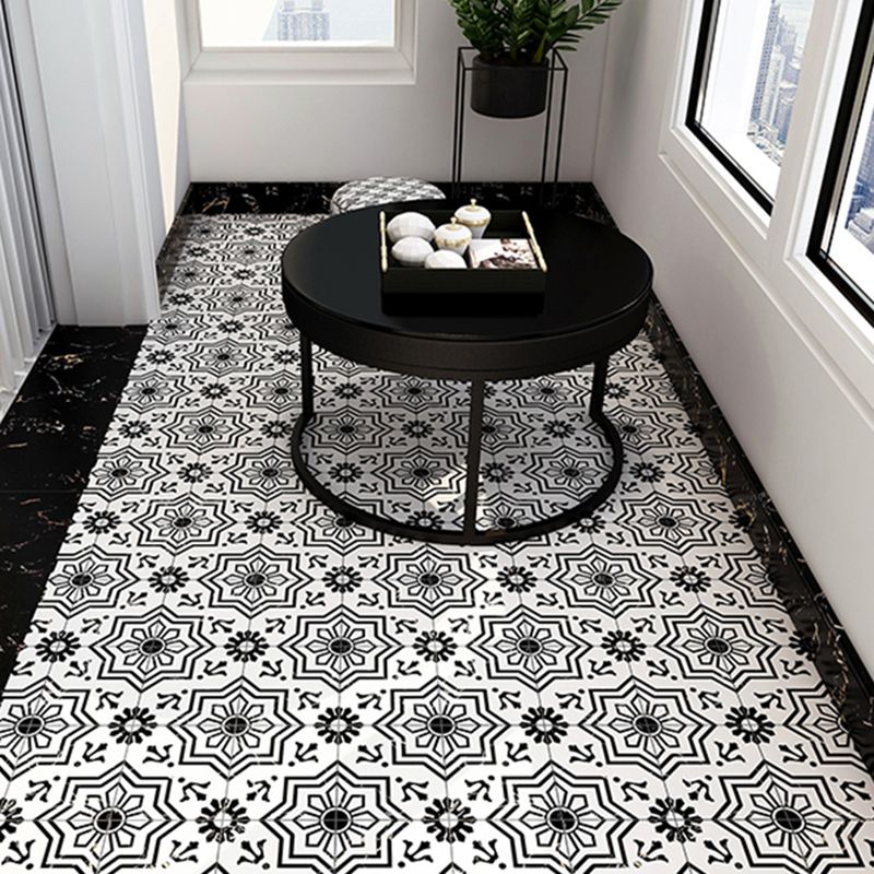 Matte-gloss vinyl floor coverings for peeling off and permanently sticking with quadrant edge