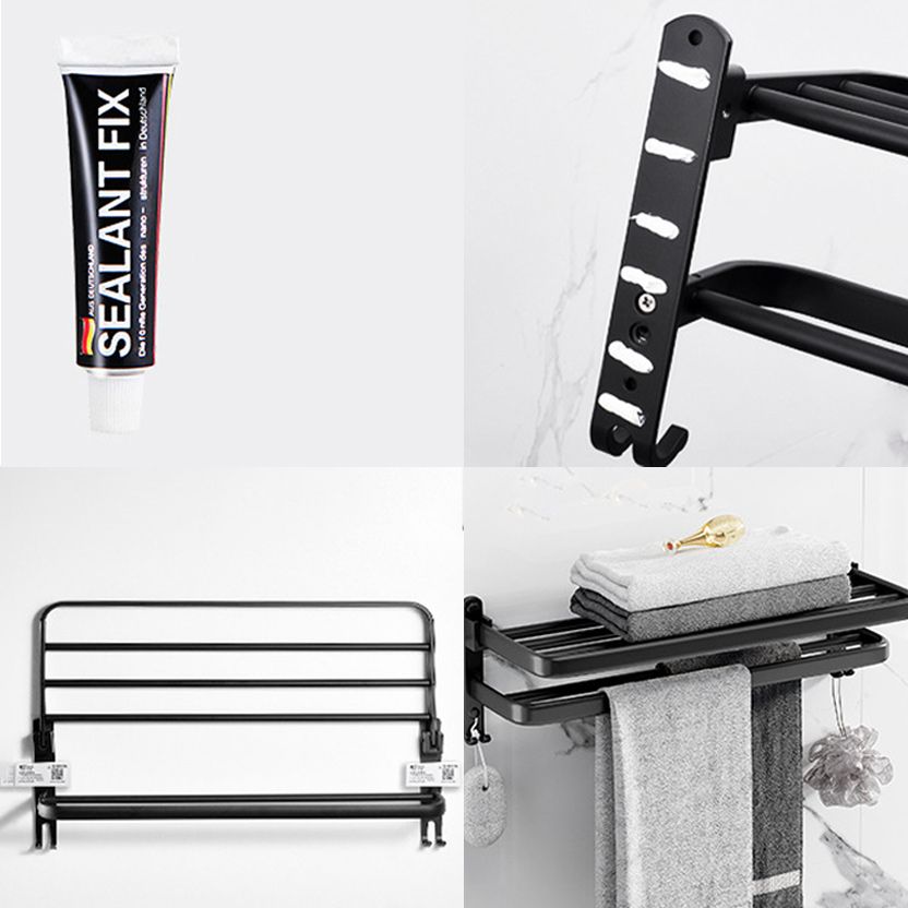 Modern Aluminum Bathroom Accessory Set Matte Black Bathroom Shelf/Towel Holder/Paper Holder