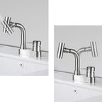 Center set bathroom faucet stainless steel lever handle 2 holes swivel sink faucet