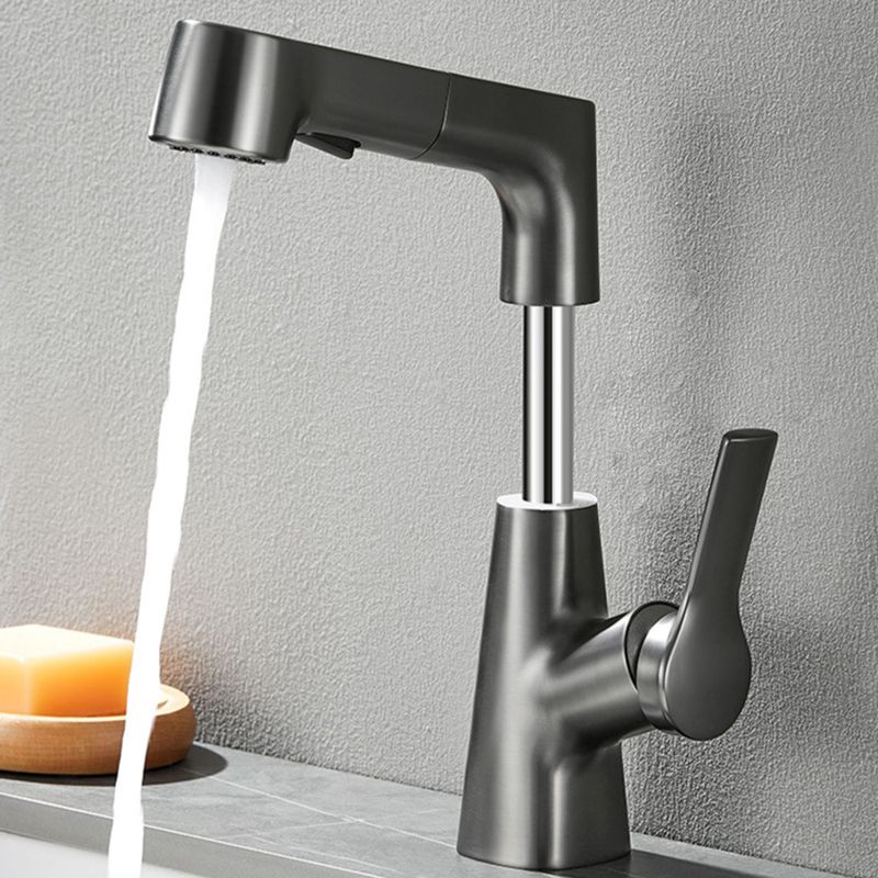 Modern 1-Lever Sink Faucet Round Basin Faucet Brass