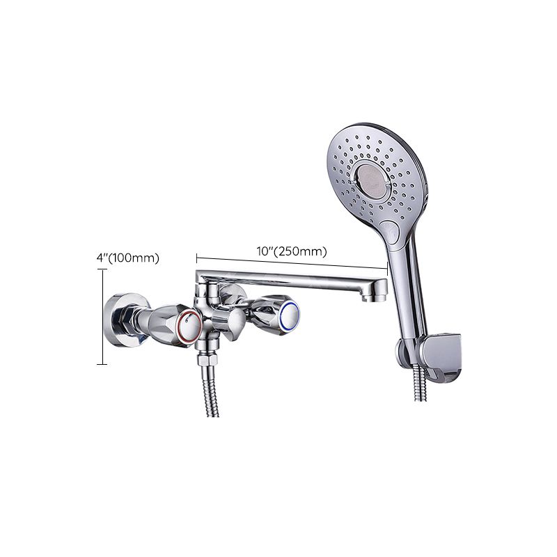 Contemporary Bathtub Faucet Trim Chrome Wall-Mounted Swivel Spout with Hand Shower