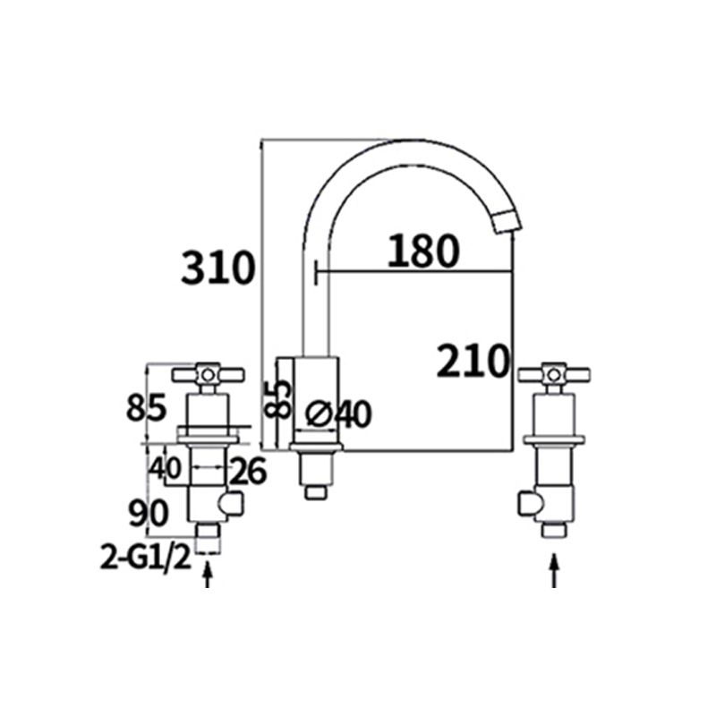 Traditional Style Roman Tub Faucet Copper Wall Mounted Roman Tub Faucet