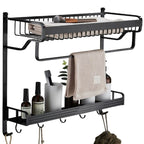 Black / Silver Bathroom Accessories Aluminum Hardware Set Bathroom Shelf