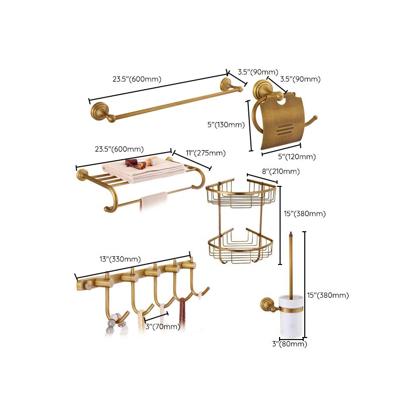 4-piece traditional bathroom accessory set Gold Brass bathroom accessory hardware set