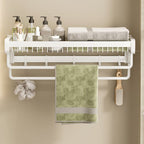 Contemporary bathroom accessory set made of matte stainless steel-aluminum with bathrobe hook/bath shelf