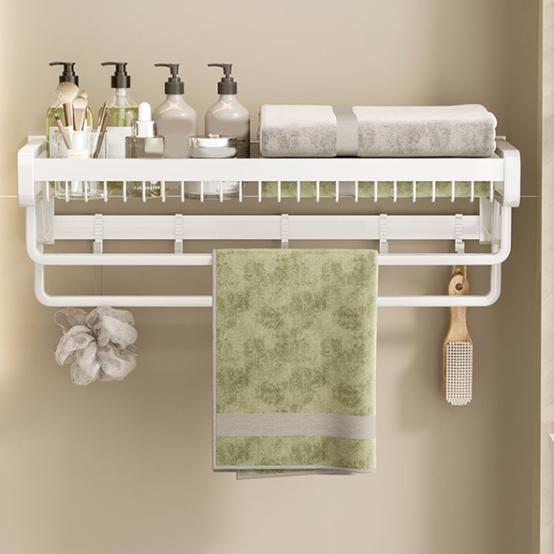 Contemporary bathroom accessory set made of matte stainless steel-aluminum with bathrobe hook/bath shelf