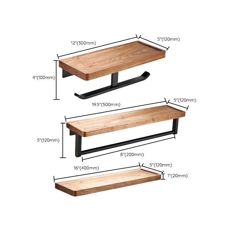 7-piece toilet accessory set made of solid wood and metal