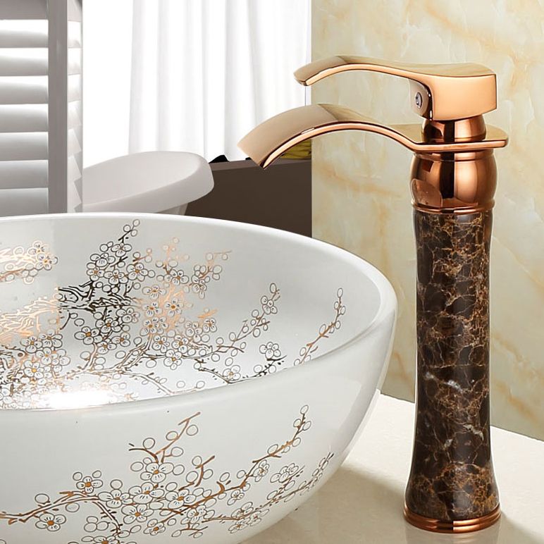Wall-mounted Copper Roman Bath Faucet Low Arc Roman Bath Faucet Set with Jade