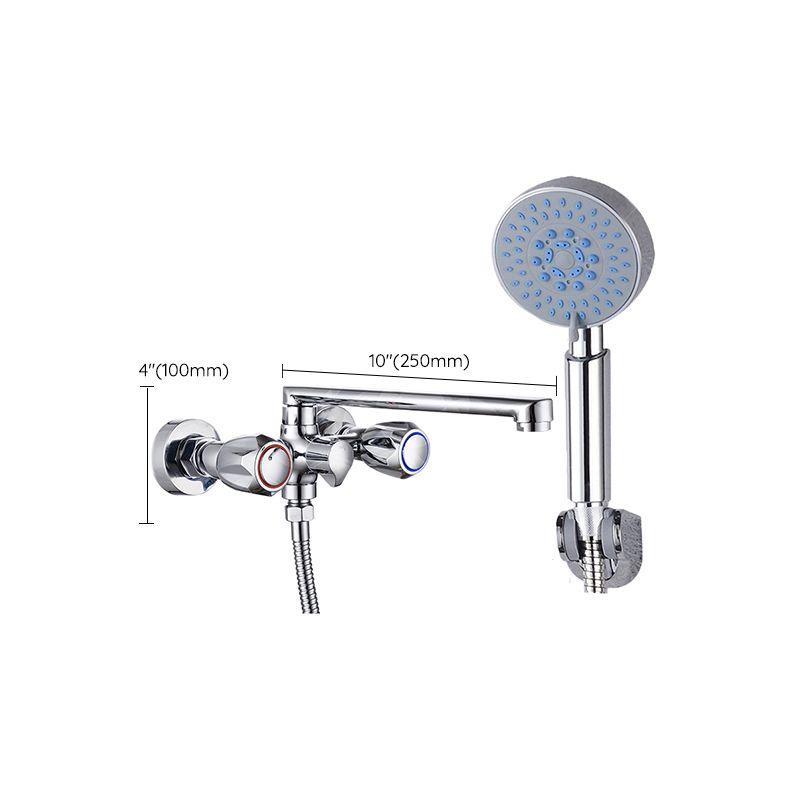 Contemporary Bathtub Faucet Trim Chrome Wall-Mounted Swivel Spout with Hand Shower