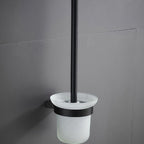 6-piece modern bathroom hardware set in matte black with bathroom shelf/towel holder & bathrobe hooks