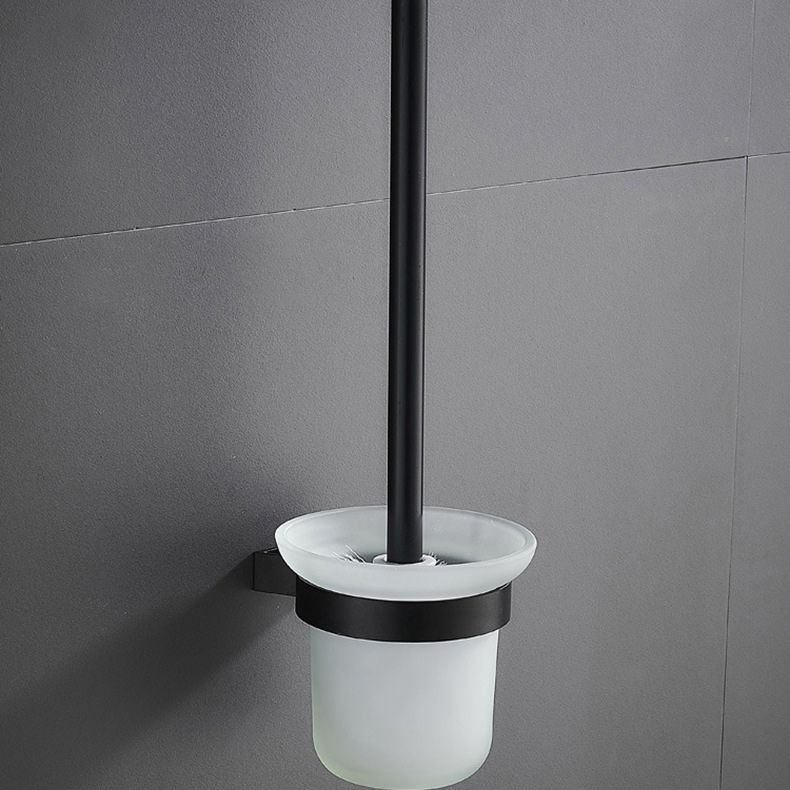 6-piece modern bathroom hardware set in matte black with bathroom shelf/towel holder & bathrobe hooks