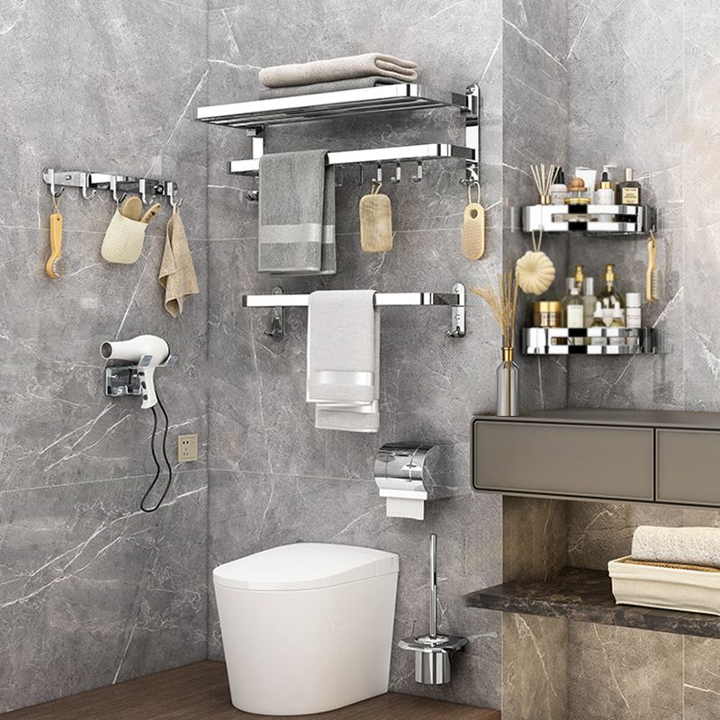 Modern Bathroom Accessory Set Silver Metal Bathroom Accessory