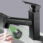 Bathroom faucet with pull-out lever handle Single hole basin mixer