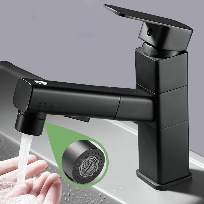 Bathroom faucet with pull-out lever handle Single hole basin mixer