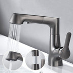 Modern centerset faucet with single lever handle for countertop sink bathroom fixture