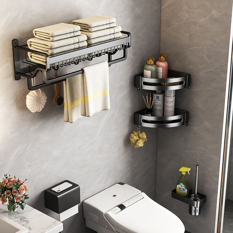 Matt Black 2-piece modern bathroom accessories as a single item or as a set with bath shelf