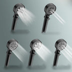 Bathroom Shower Head 5-Stream Round Hand Shower Holder Wall Mount Shower Head