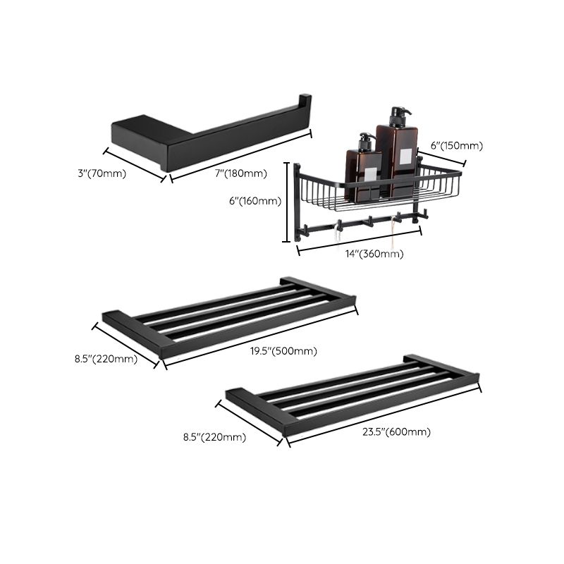 5-piece Modernism Bath Accessory Set in Matte Black Stainless Steel