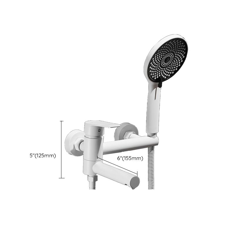 White Bath Water Faucet Trim Single Lever Handle Swivel Spout Wall Mounted Hand Shower Bathtub Filler