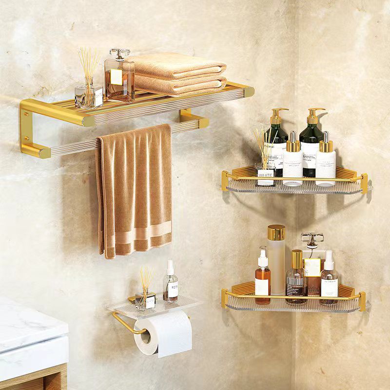 Modern Bathroom Hardware Set Towel Rack Bathroom Shelf Gray/Gold Bathroom Hardware Set