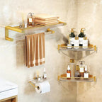 Modern Bathroom Hardware Set Towel Rack Bathroom Shelf Gray/Gold Bathroom Hardware Set