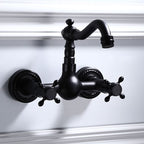 Black Wall-Mounted Bathroom Faucet American Classic Widespread Sink Faucet