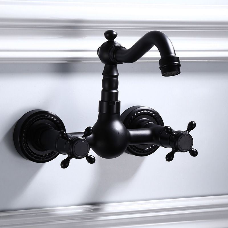 Black Wall-Mounted Bathroom Faucet American Classic Widespread Sink Faucet