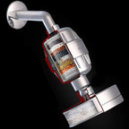 Contemporary solid shower head in silver with Catalyst wall-mounted shower head