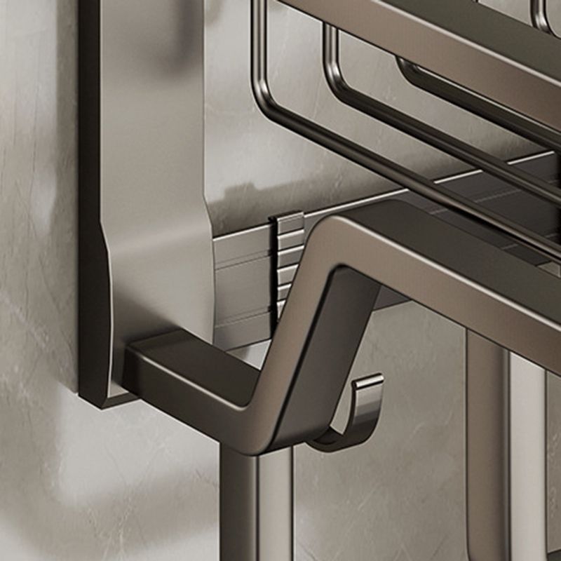 Aluminum modern bathroom accessories set polished gray bathroom shelf/paper holder/robe hook